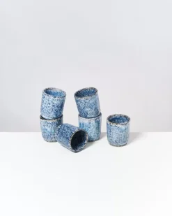 Motel a Miio Cordoama 6Er Set Becher Klein Blau Gesprenkelt| Tassen & Becher