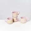 Motel a Miio Nodoa 4Er Set Tasse Rosa Gelb Gestreift| 4 Teilige Sets