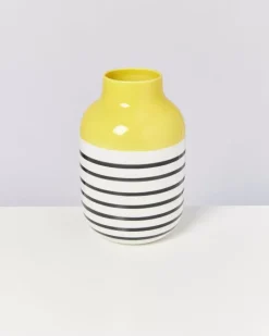Motel a Miio Nuno Vase L Gelb Schwarz Gestreift| Nuno L