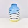 Motel a Miio Nuno Vase L Schwarz-Weis Gestreift Mit Blau| Nuno L