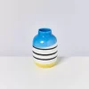 Motel a Miio Nuno Vase M Schwarz-Weis Gestreift Mit Blau| Vasen