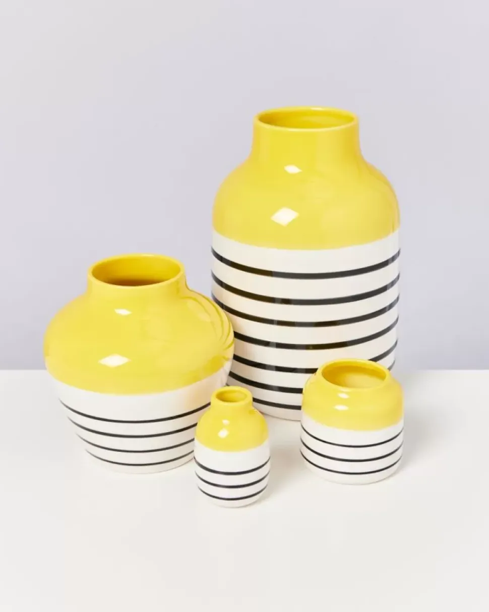 Motel a Miio Nuno Vase S Gelb Schwarz Gestreift| Nuno S