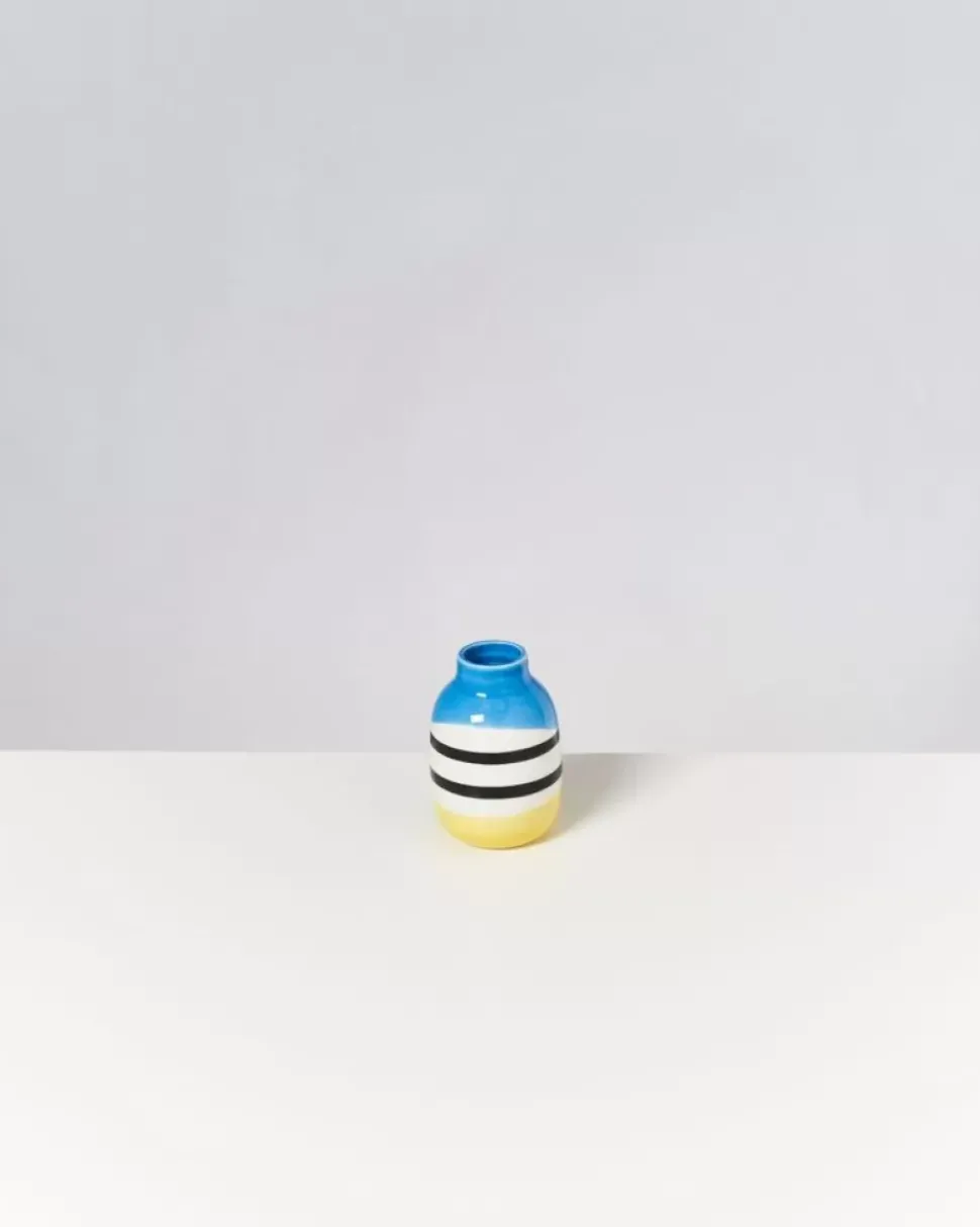 Motel a Miio Nuno Vase S Schwarz-Weis Gestreift Mit Blau| Vasen