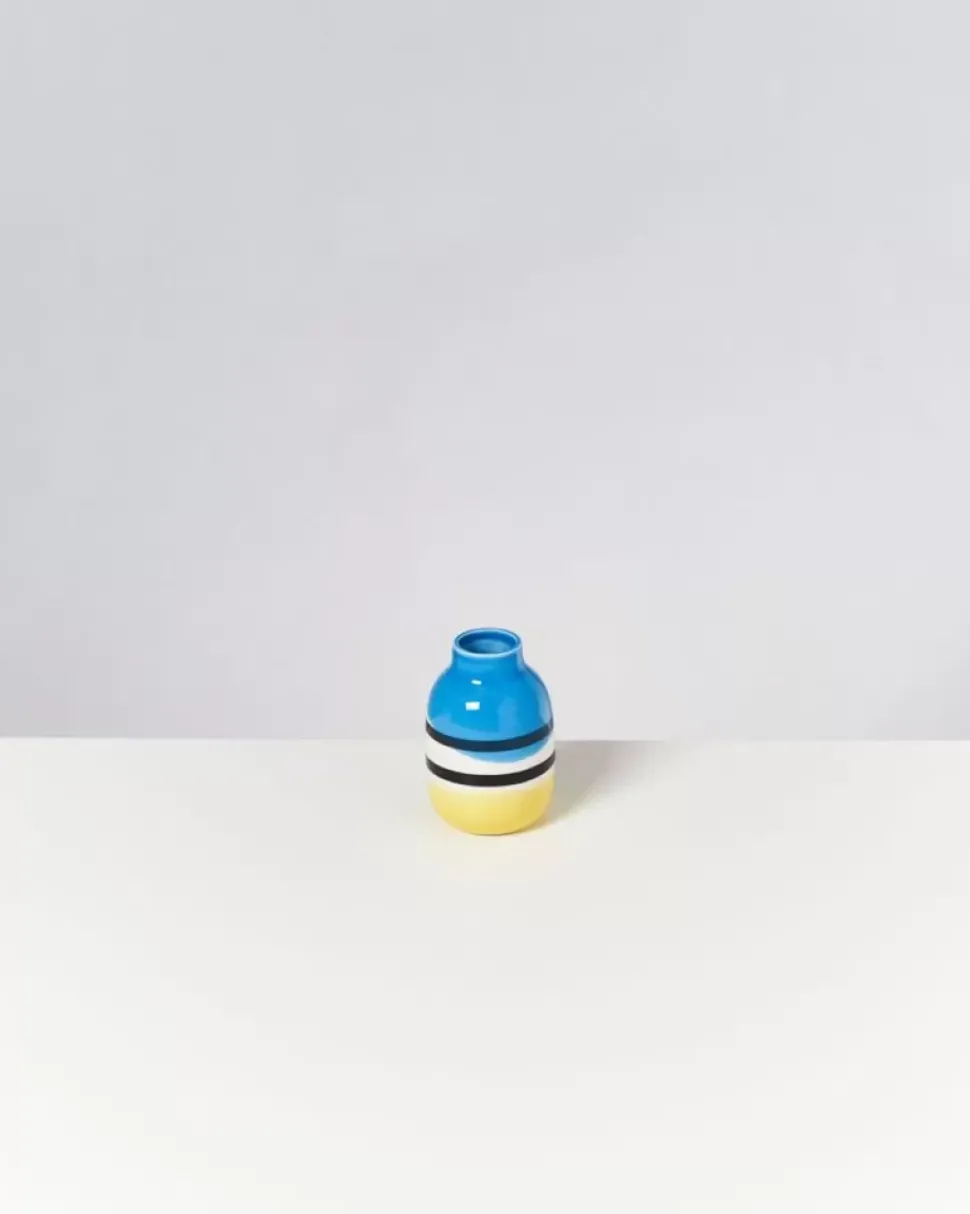 Motel a Miio Nuno Vase S Schwarz-Weis Gestreift Mit Blau| Nuno S