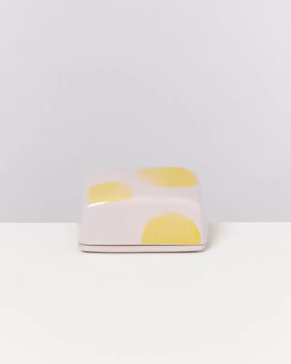 Motel a Miio Seia Butterdose Rosa Gelb Gepunktet| Butterdosen