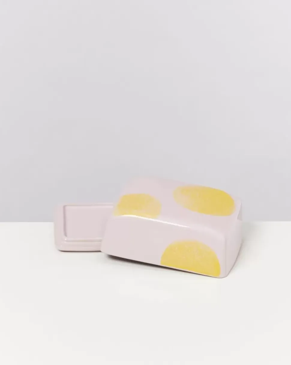 Motel a Miio Seia Butterdose Rosa Gelb Gepunktet| Butterdosen
